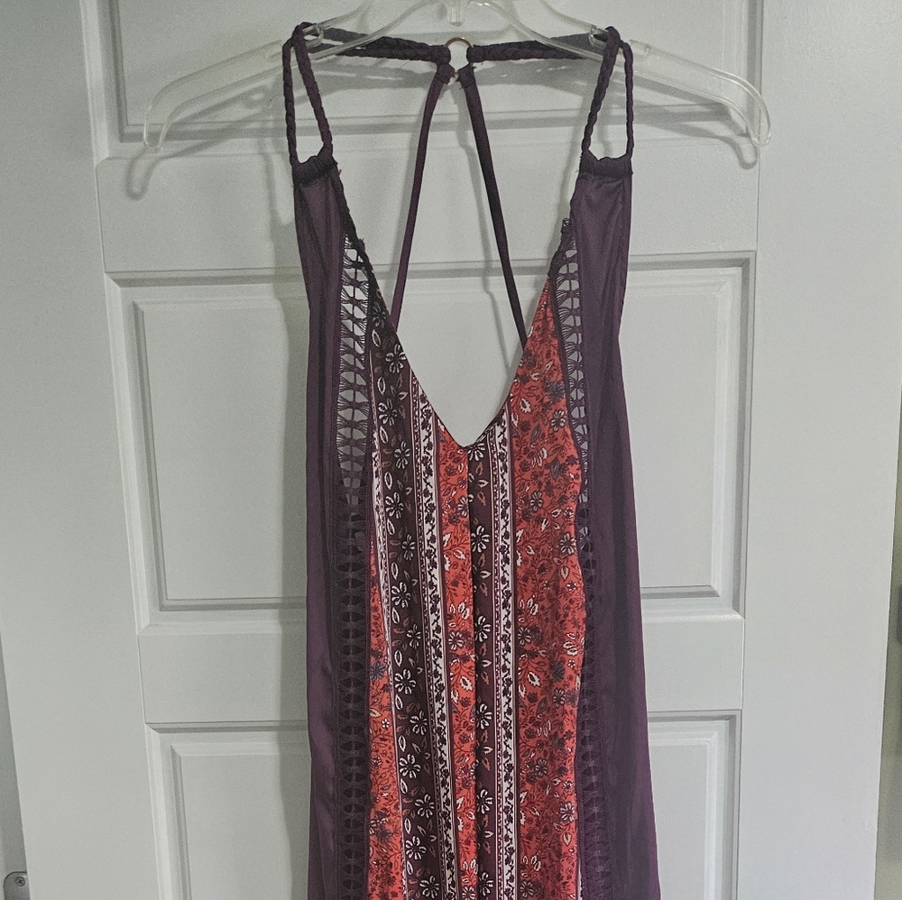 Free People Burgundy and Red Bohemian Slip Dress